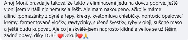 Screenshot recenze účastnice výzvy 1